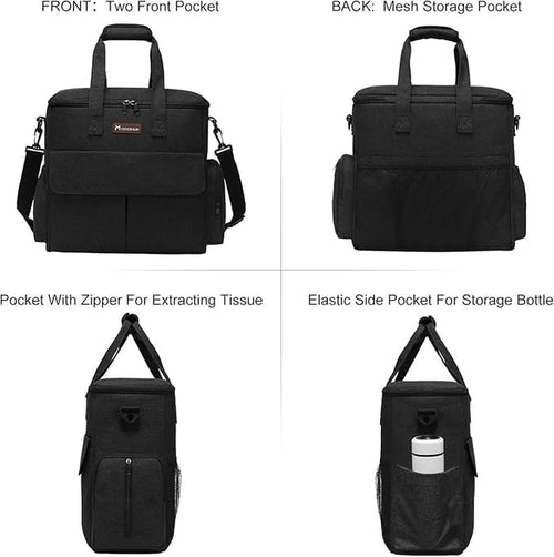 Dog Travel Bag - Comprehensive Travel Kit for Pets, Featuring Organizer, 2 Collapsible Bowls, and 2 Food Containers (Black)
