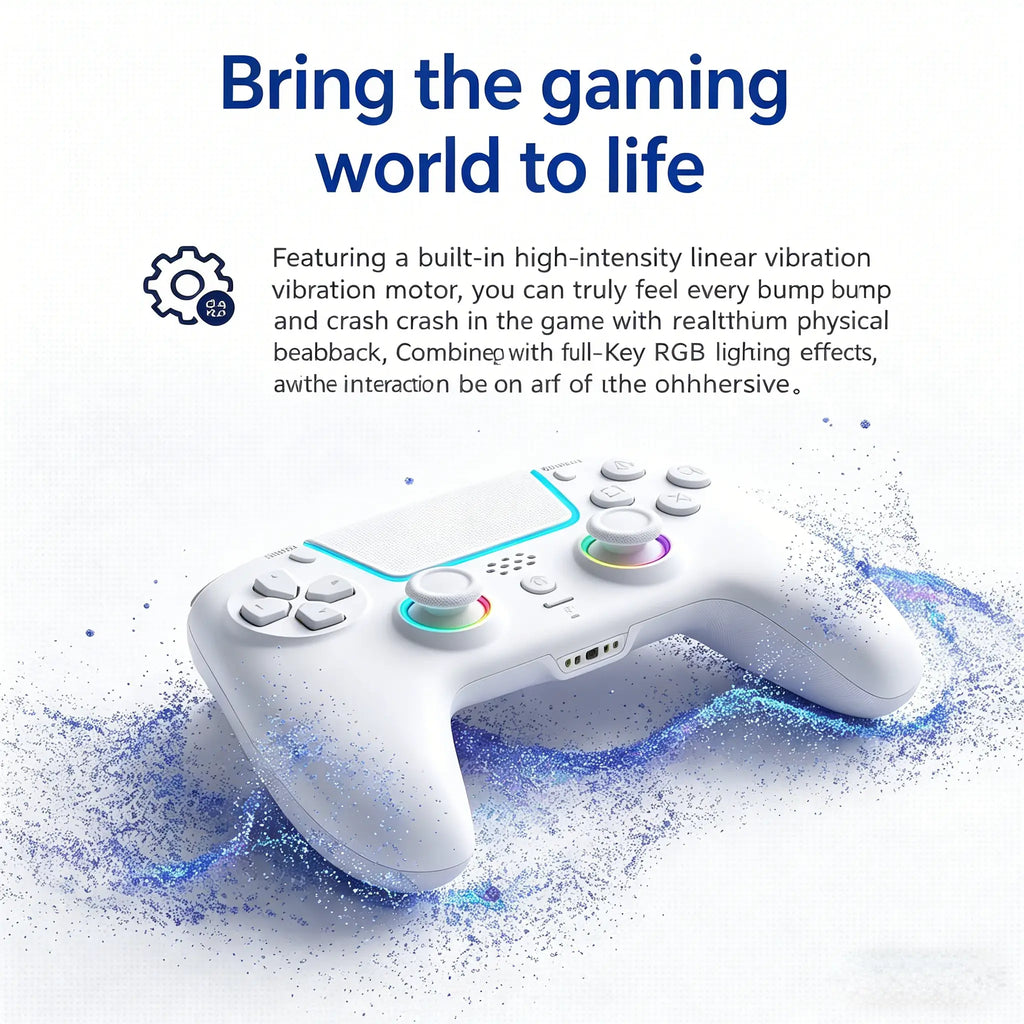 Wireless Game Controller for PS5/PS5 Slim/Ps5 Pro/Pc — RGB Wireless Controller Featuring Hall-Effect Linear Triggers, RGB Lighting, Macro Remapping of Back Buttons, Turbo Function, a 1,000 Mah Battery, Six-Axis Gyroscope, Vibration, and a 3.5 Mm Audio Jac