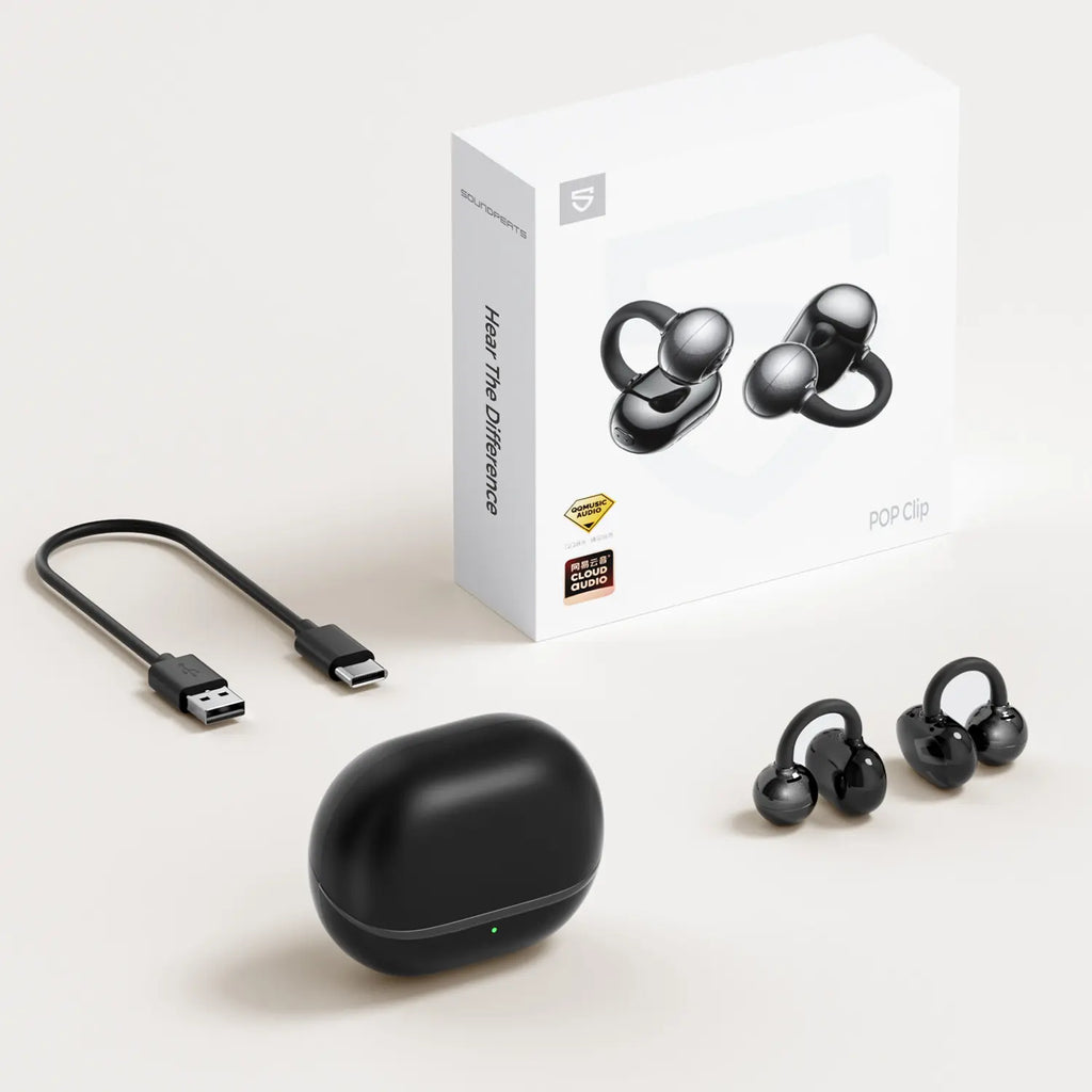 Soundpeats POP Clip Open-Ear Wireless Earbuds, Bluetooth 5.4, Single Mic ENC Noise Cancelling, Game Mode, Fast Charging, IPX5 Waterproof, 30H Playtime for Sports & Daily Use