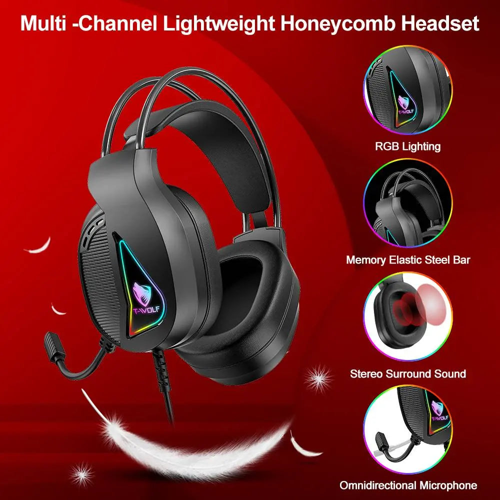 Gaming Keyboard and Mouse and Mouse Pad and Gaming Headset, Wired LED RGB Backlight Bundle for PC Gamers and Xbox and PS4 Users - 4 in 1