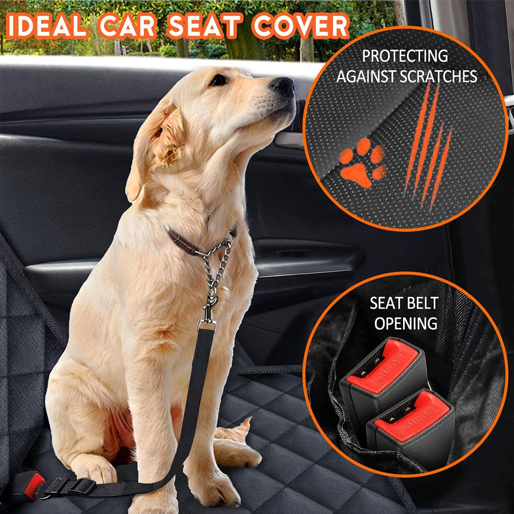 Premium Waterproof Dog Car Seat Cover - Non-Slip Rear Seat Protector for Most Cars, SUVs, and Trucks with Middle Armrest Compatibility - Black