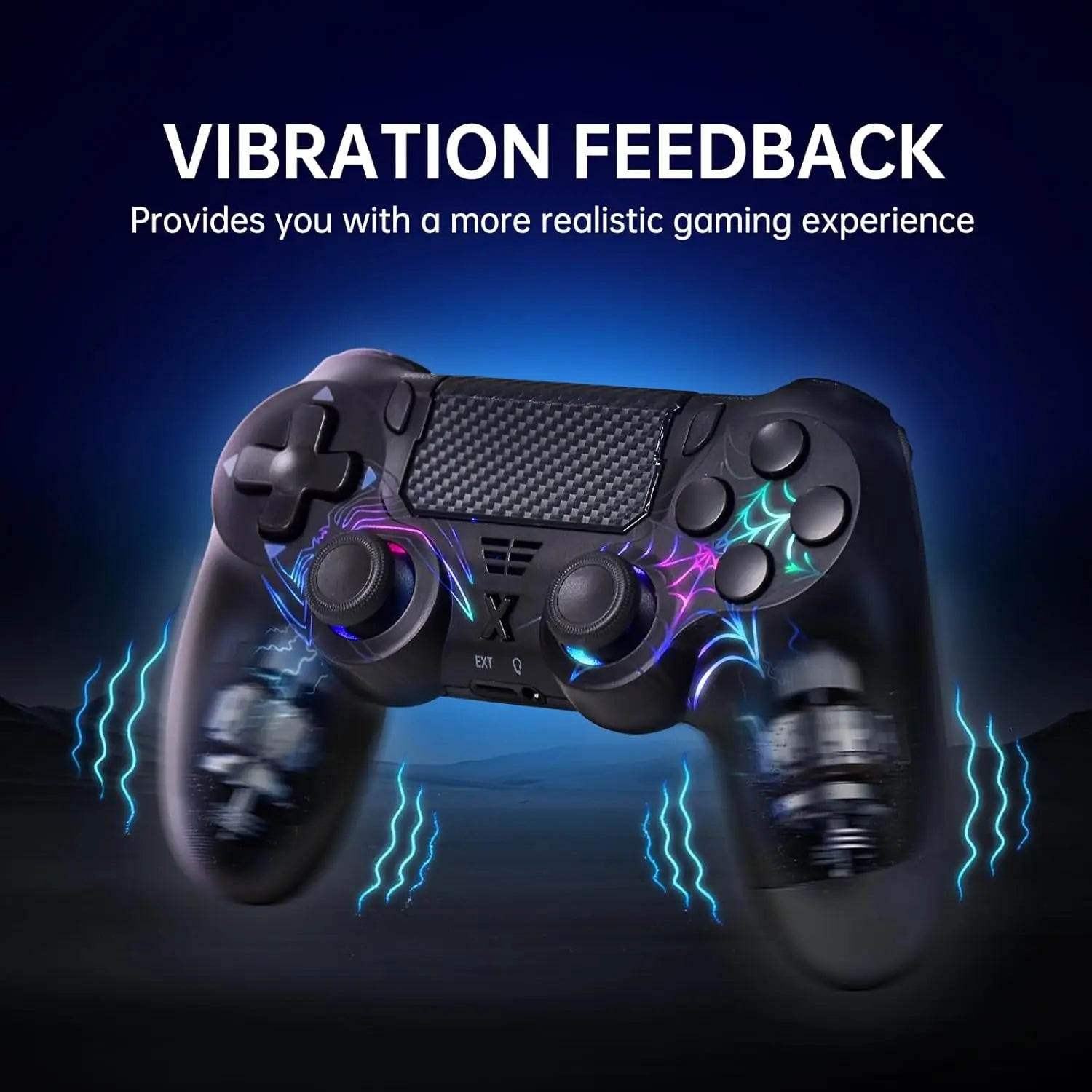 Wireless Controller for PS4 - RGB LED Controller for 4/Pro/Slim/Pc with Battery Controller Gamepad,Adjustable Rgb,Dual Vibration,6-Axis Gyro,Built-In Speaker Game Controller