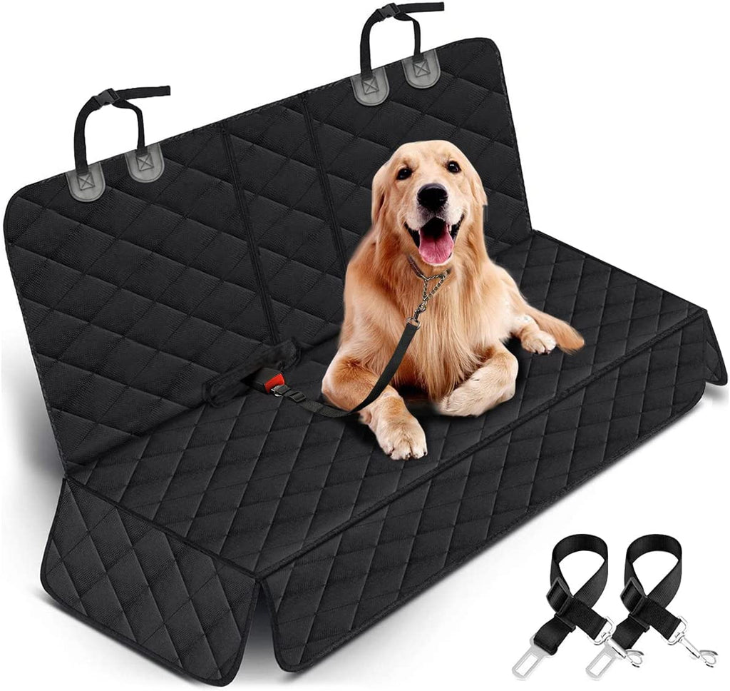 Premium Waterproof Dog Car Seat Cover - Non-Slip Rear Seat Protector for Most Cars, SUVs, and Trucks with Middle Armrest Compatibility - Black