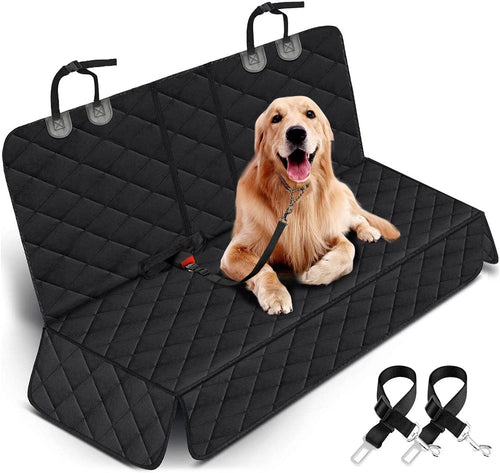 Premium Waterproof Dog Car Seat Cover - Non-Slip Rear Seat Protector for Most Cars, SUVs, and Trucks with Middle Armrest Compatibility - Black