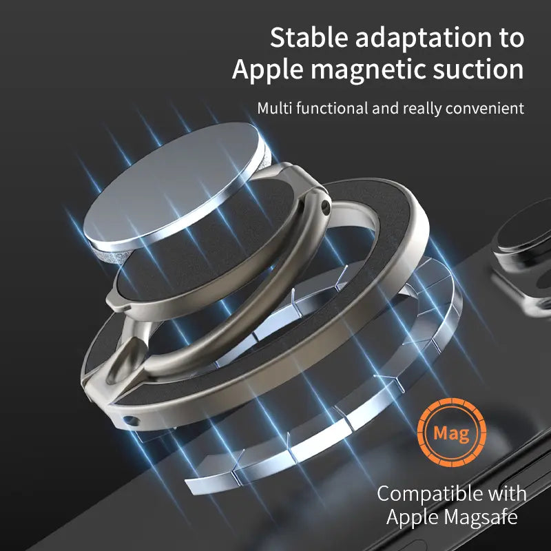 Magnetic Metal Phone Ring Holder/Grip & Stand 360° Rotation & Foldable Design, All-In-One Multi Use Perfect for Car Navigation, Desk Work, Outdoor Travel, Workout & Viewing Sturdy, Portable with Strong Magnetic Ring
