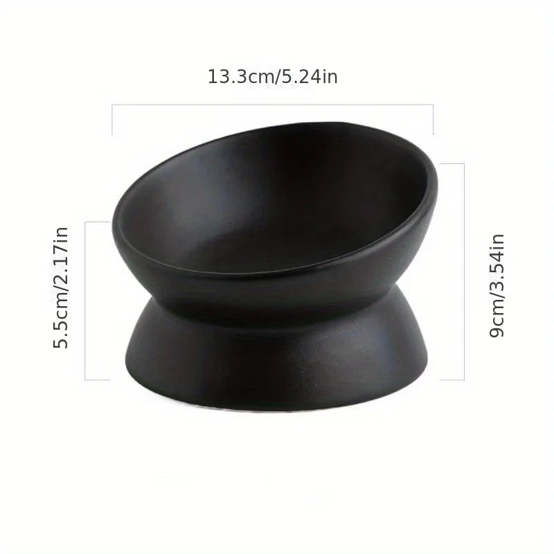 Ceramic Raised Cat Bowl Set - Stress-Free Elevated Pet Feeding Tray for Cats and Small Dogs, Dishwasher Safe