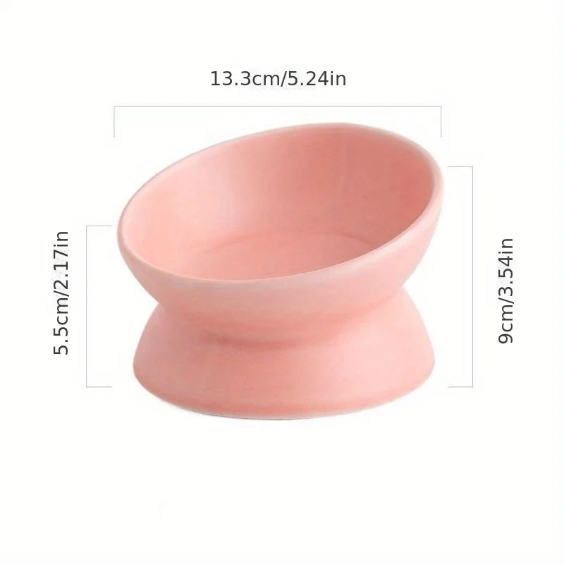 Ceramic Raised Cat Bowl Set - Stress-Free Elevated Pet Feeding Tray for Cats and Small Dogs, Dishwasher Safe