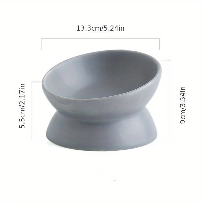 Ceramic Raised Cat Bowl Set - Stress-Free Elevated Pet Feeding Tray for Cats and Small Dogs, Dishwasher Safe