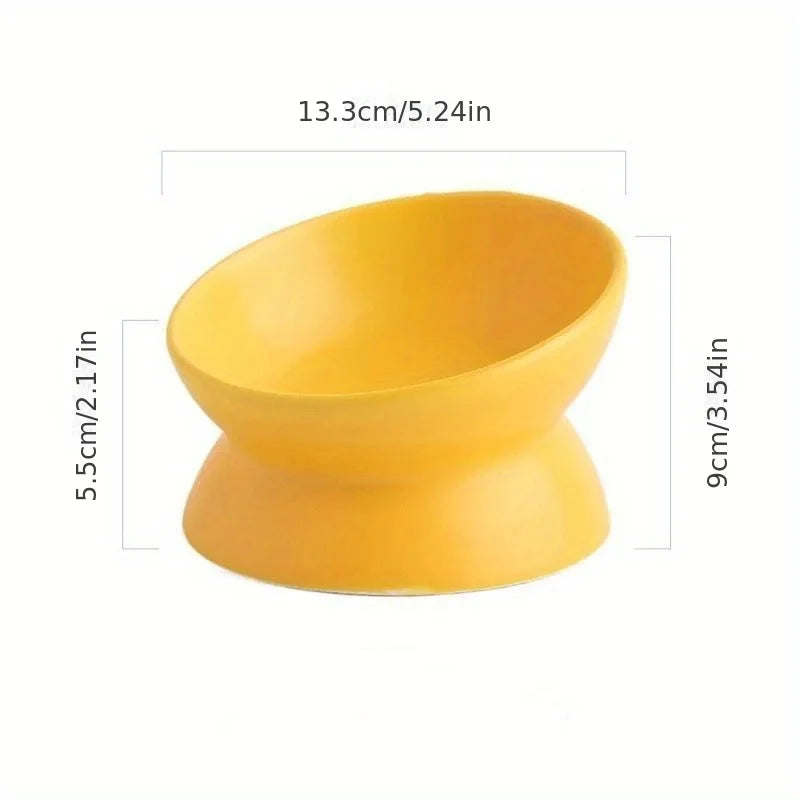 Ceramic Raised Cat Bowl Set - Stress-Free Elevated Pet Feeding Tray for Cats and Small Dogs, Dishwasher Safe