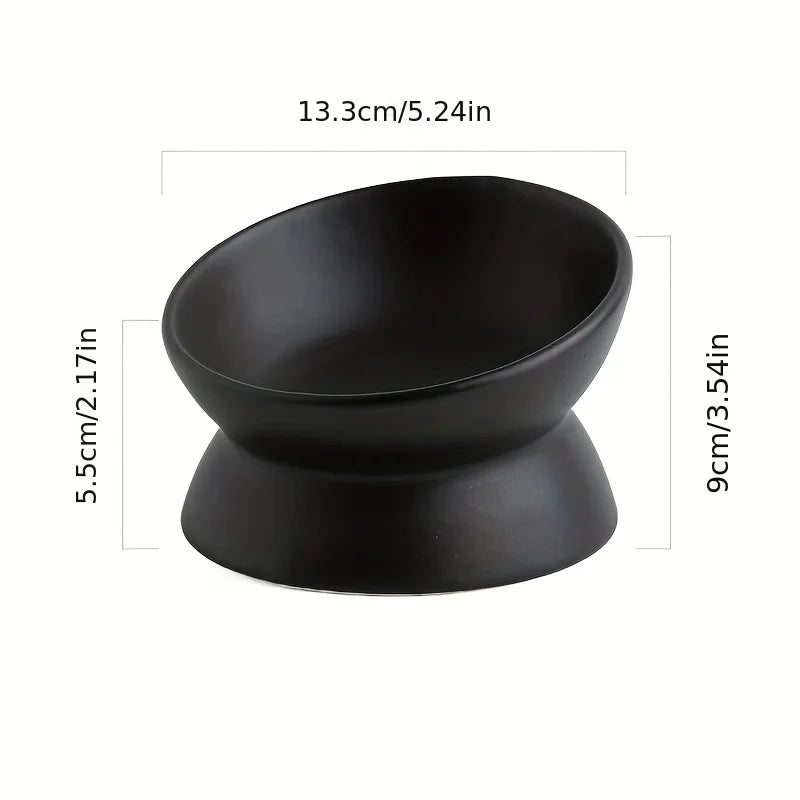 Ceramic Raised Cat Bowl Set - Stress-Free Elevated Pet Feeding Tray for Cats and Small Dogs, Dishwasher Safe
