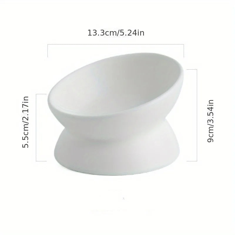 Ceramic Raised Cat Bowl Set - Stress-Free Elevated Pet Feeding Tray for Cats and Small Dogs, Dishwasher Safe
