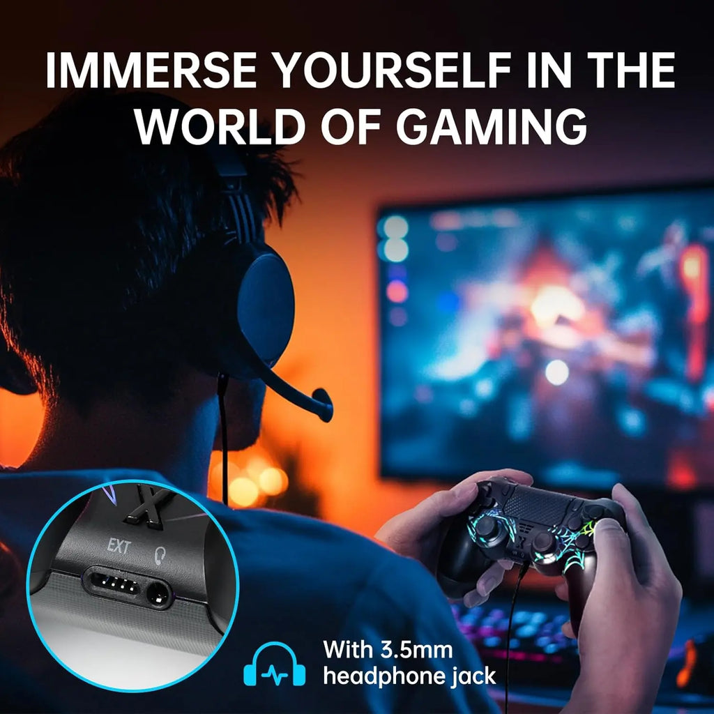 Wireless Controller for PS4 - RGB LED Controller for 4/Pro/Slim/Pc with Battery Controller Gamepad,Adjustable Rgb,Dual Vibration,6-Axis Gyro,Built-In Speaker Game Controller