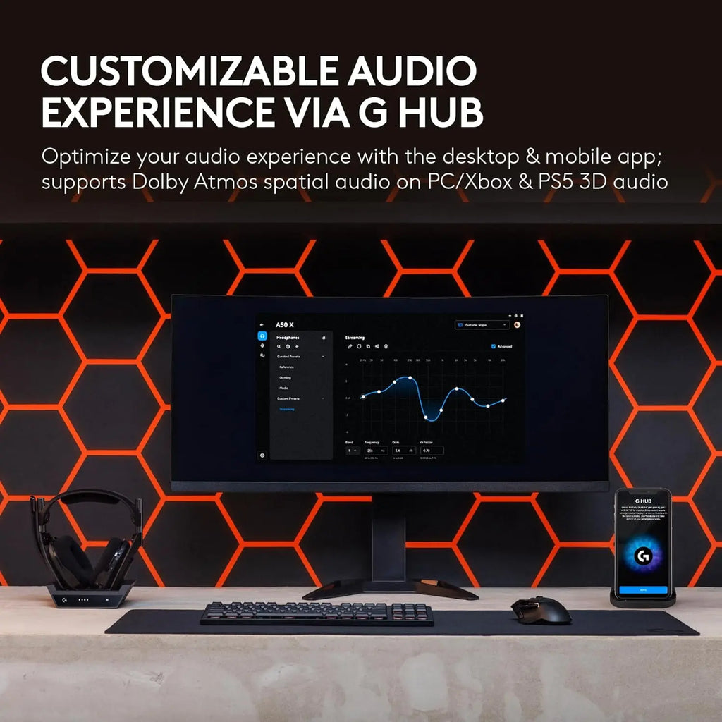 Logitech G Astro A50 X Omni-Platform Wireless Gaming Headset + Base Station for PS5, Xbox, PC - PLAYSYNC Video & Audio Switcher, HDMI 2.1 4K 120Hz VRR, <24 Bit/48 Khz, 24Hr Battery, 2.4Ghz & BT, Black, Gaming Headsets