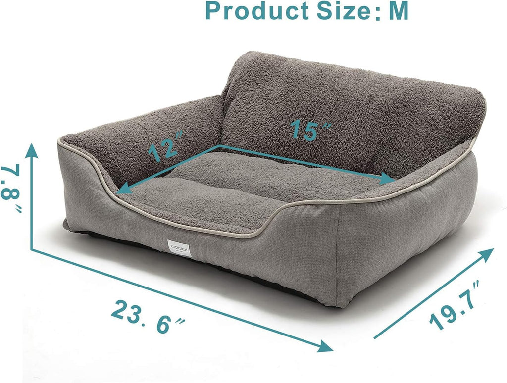 Rectangle Washable Dog Bed with Anti-Slip Bottom for Small to Large Dogs (Medium, Grey)