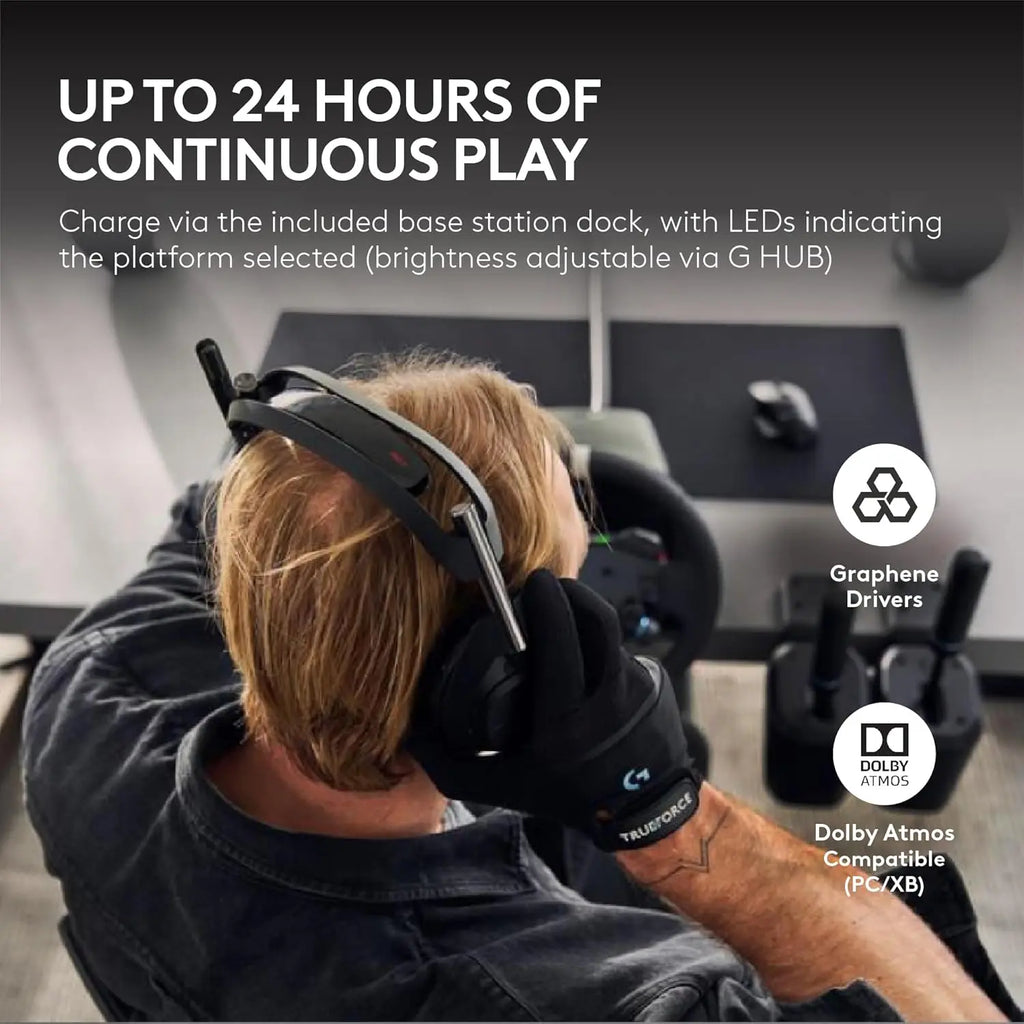 Logitech G Astro A50 X Omni-Platform Wireless Gaming Headset + Base Station for PS5, Xbox, PC - PLAYSYNC Video & Audio Switcher, HDMI 2.1 4K 120Hz VRR, <24 Bit/48 Khz, 24Hr Battery, 2.4Ghz & BT, Black, Gaming Headsets