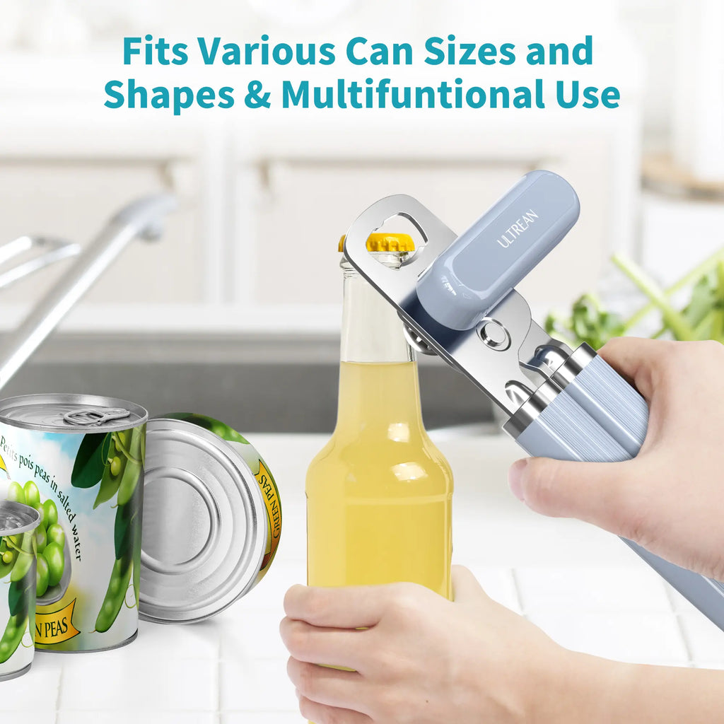 Ultrean Heavy-Duty Stainless Steel Manual Can and Bottle Opener with Smooth Edge Design