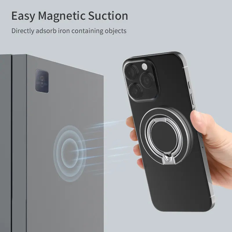 Magnetic Metal Phone Ring Holder/Grip & Stand 360° Rotation & Foldable Design, All-In-One Multi Use Perfect for Car Navigation, Desk Work, Outdoor Travel, Workout & Viewing Sturdy, Portable with Strong Magnetic Ring